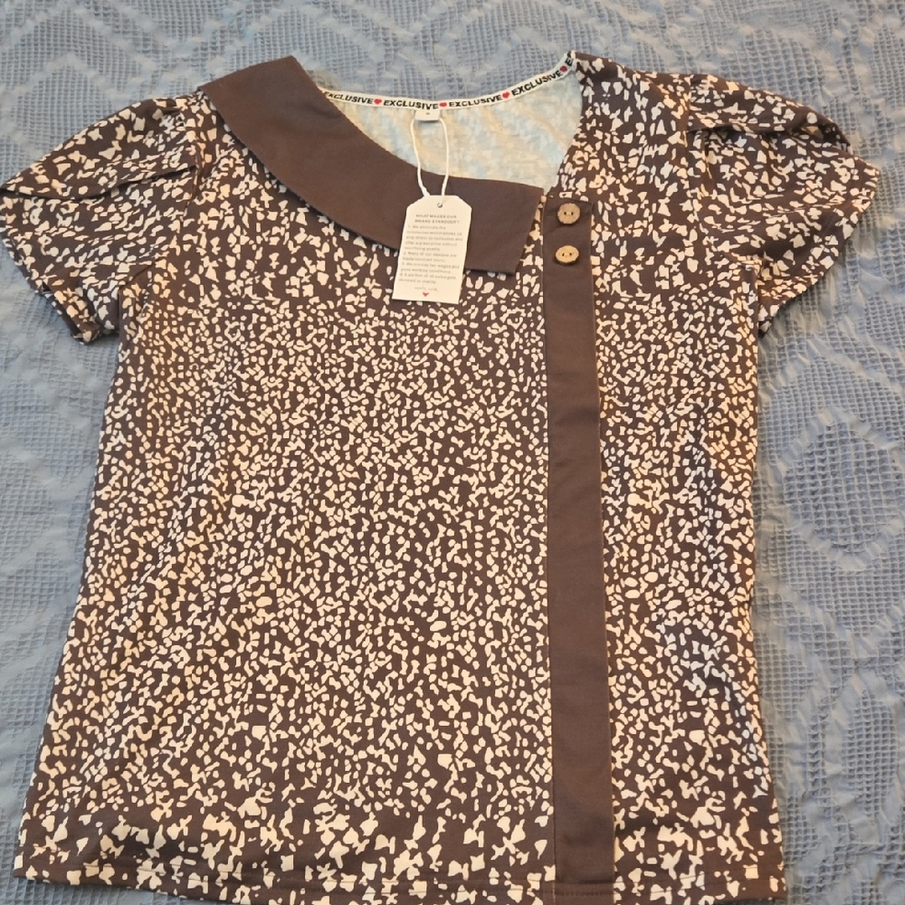 Women's Brown Patterned Top